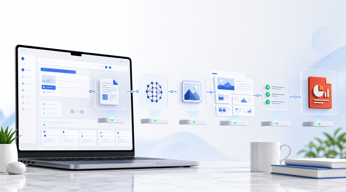 PPT Master 从素材到 PPTX 的生成流水线产品说明图
